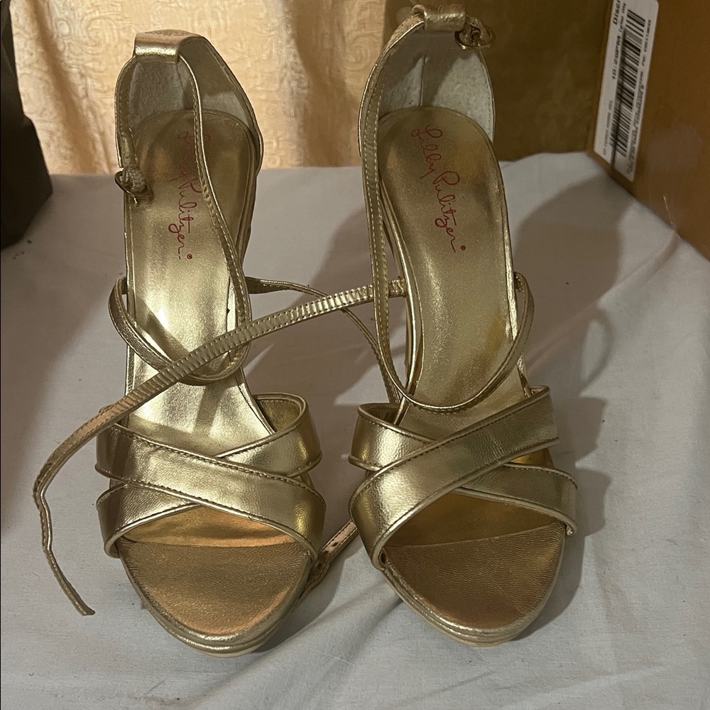 Lilly Pulitzer Gold Strappy Heels 61/2 m